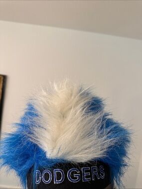Blue and White Faux Fur Fan Hat fan hat Dodgers